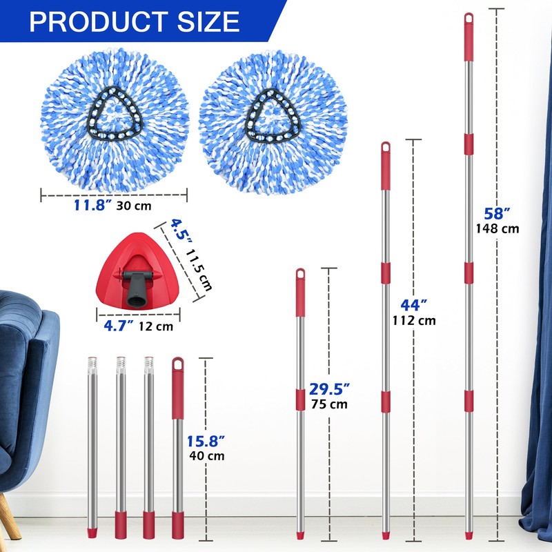 JEHONN Spin Mop Replacement Heads, Base, Handle for O-Cedar EasyWring
