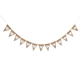 Heart Burlap Banners for Valentines Day,Engagement,Wedding,Anniversary,Baby Shower,Bridal Shower,Birthday Party Supplies Decorations 13 Flags