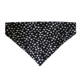 Black and White Valentine's Hearts Over the Collar Dog Bandana That Slips onto Their Existing Collar Size (Large)