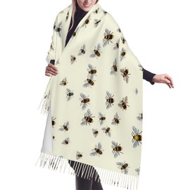 SLEHAGU - Bufanda de caballo para mujer, bufanda de pashmina para vestido de noche, boda, novia, invierno, cálido, grande, bufanda, Diseño de abejas., Talla única