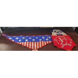 Unbranded 4th of July American Flag Patriotic Reversible Bandana S/M Dog, Length 20"