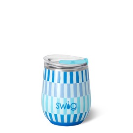 Swig Life 12oz Wine Tumbler with Lid, Stainless Steel, Dishwasher Safe, Portable, Triple Insulated Wine Tumbler (Glacier Stripe)