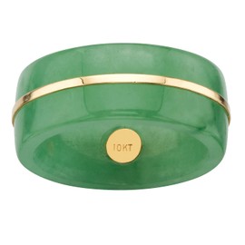 PalmBeach 14K Yellow Gold Viennese Turquoise or 10K Yellow Gold Genuine Green Jade Striped Ring Band Size 8
