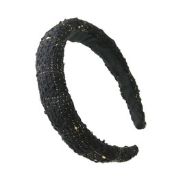 VINGTAINE HK-343-BK- Headband Tweed, Elegant, Volume, Simple Hair Accessory, Hair Arrangement, Cute, Stylish, Adult Casual