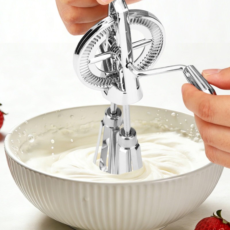 Dual Rotary Hand Egg Beater, Stainless Steel Rotary Hand Whisk
