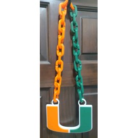 University Miami Hurricanes Large Logo Fan Chain Necklace