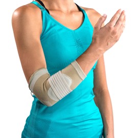 DonJoy Advantage DA161ES02-TAN-M Deluxe Elastic Elbow for Sprains, Strains, Golfer's and Tennis Elbow, Swelling, Tan, Medium 9", 10.5"