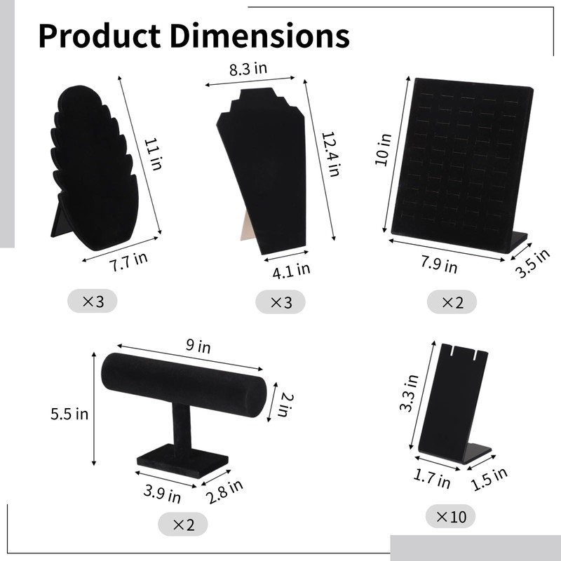 20 PCS Jewelry Fisplay for Vendors - Black Velvet Necklace