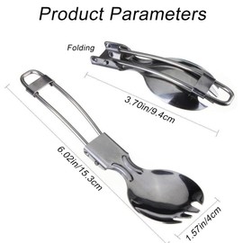 2 Pcs Foldable Cutlery Stainless Steel Folding Spork Lightweight Outdoor Spoon Fork for Hiking Survival Camping Travel