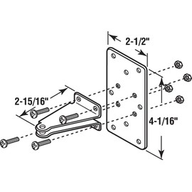 Prime-Line Products K 5072 Jamb Bracket w/Plate, 2-1/2 in. x 4-1/16 in., Steel Construction, Mill Finish