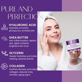 Hidratante facial diario con colágeno: hidratante, antienvejecimiento, reafirmante de la piel. Probado por dermatólogos, limpio.