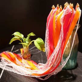 Blausky Pack of 30 Fairy Sticks, Lace Ribbon Wands, Wedding Wands, Wedding Streamers with Bells, Wedding Twirling Streamers, Lace Fairy Stick for Wedding, Christmas, Party, Holiday, Celebrations