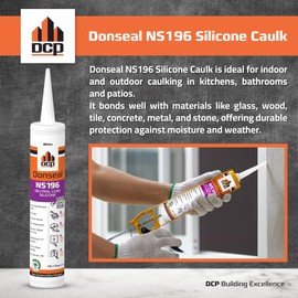 DCP Donseal NS196 Silicone Caulk Sealant 2 Pack – 100% Silicone Tube for Bathroom, Kitchen, Outdoor, Bathtub and Window Seal, 10.1 fl oz – White