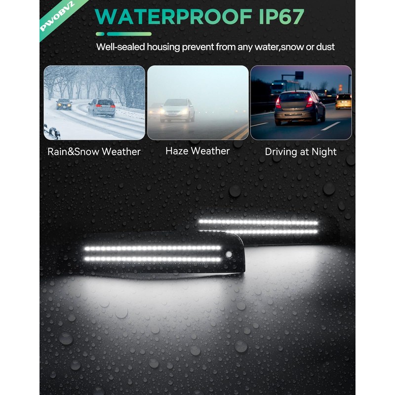 PWOBVZ White LED Front Side Marker Light for Jeep Cherokee