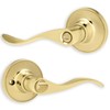 XFORT Cabriole Privacy Knob Set Polished Brass, Door Knob with