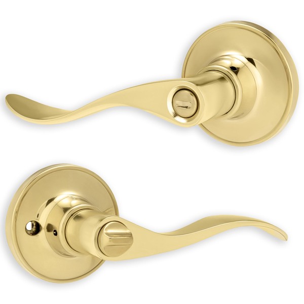 XFORT Cabriole Privacy Knob Set Polished Brass, Door Knob with