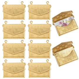 Framendino, 10 Pack Gold Locket Charms Hand Bag Shape Photo Frame Pendants for DIY Necklace Jewelry Making