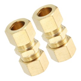 QUARKZMAN Compression Fittings, 1/2 Inch Brass Compression Fitting Straight Connector Adapter Coupling for Gas and Liquid Transport, Connecting Pipes