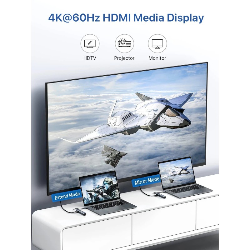 dockteck USB C Hub 4K 60Hz, USB C Adapter, Dockteck
