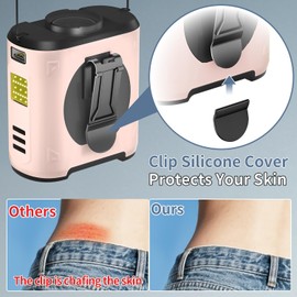 EEIFO Portable Waist Fan Clip On 10000mAh Wearable Belt Personal Fan 16000RPM Rechargeable Battery operated with 5 Speeds Wind and Light 25H Hands-Free for Cooling Outdoor Camping (Pink)