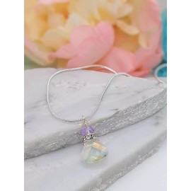 Bad Apple Designs Crystal Teardrop Pendant Silver Snake Chain Necklace 18 Inch, Ladies Fashion