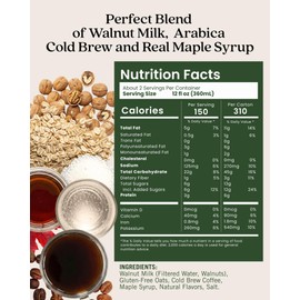 Elmhurst 1925 Maple Walnut Latte – Plant-Based, Vegan, Dairy-Free Plant Milk Latte Made of Walnut Milk, Cold Brew Premium Arabica with 95mg Caffeine & Real Maple & Brown Sugar – 25.4oz (Pack of 6)