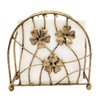 Antique Bronze Metal Floral Petals & Branches Tabletop Napkin Holder,