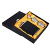 Stainless Steel Hip Flask Black Leather Funnel with Two Wine