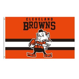 Yerchic Browns Flag Cleveland Team Banner 3 * 5ft for Sports Fans Garage Indoor Room Man Cave Wall Decoration Durble Polyester Tapestry