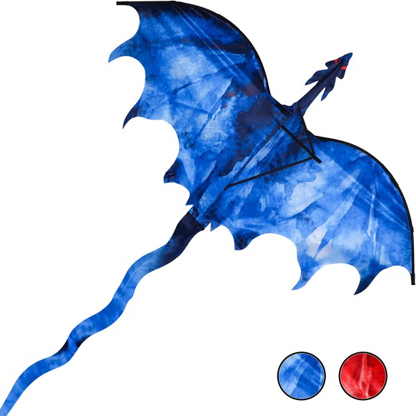 JEKOSEN Ice Dragon 54" Huge Kite for Kids and Adults Easy to Fly Single Line String with 160" Tail for Beach Trip Park Family Outdoor Games and Activities