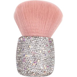 Brocha Retráctil Rosa con Cabeza de Champiñón para Maquillaje y Compacta para Polvo Suelto y Rubor Portátil para Viajes y Limpieza de Uñas