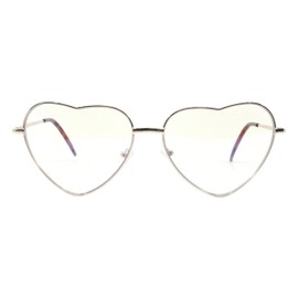 PASTL Heart Shape Clear Lens Glasses Wide Oversized Metal Frame Spring Hinge Gold