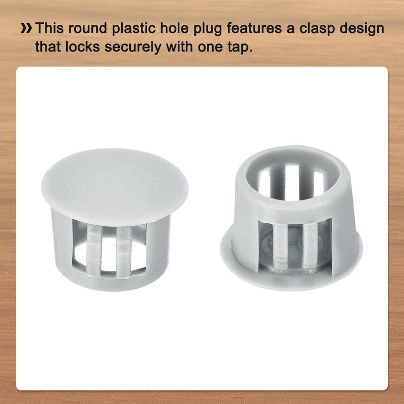sourcing map 64PCS 12mm(1/2") Light Gray Plastic Hole Plugs, Flush