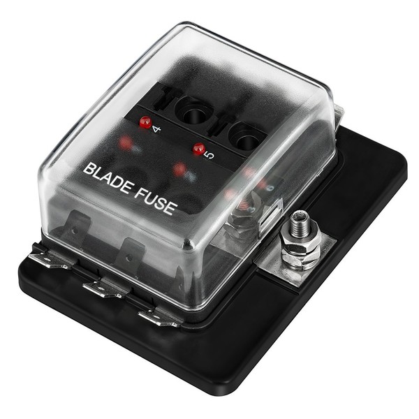 6-Way RV Fuse Block Blade Fuse Box DC12~32V 12V Junction