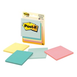 Post-it Notes, 3x3 in, 4 Pads, America's #1 Favorite Sticky Notes, Marseille Collection, Pastel Colors (Pink, Mint, Yellow), Recyclable (5401)