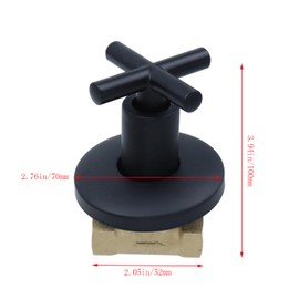 Dnyta Brass Concealed Water Stop Valve, Water Shut Off Valve Flow Control Pressure Regulator with Cross Handle for Kitchen Bathroom (1/2 in, Black)