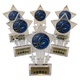 Express Medals 6.5 Inch Clear Acrylic Star Archery Champion Trophy Awards (Pack of 6)