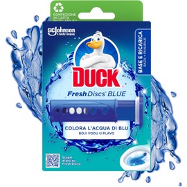Duck Fresh Discs Blue- Base per Dischi Gel Igienizzanti WC, Colora l'acqua di blu ad ogni risciacquo - Confezione da 1 Applicatore e 6 Dischetti