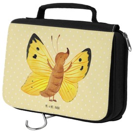 Mr. & Mrs. Panda Wash Bag Butterfly Lemon Butterfly, yellow, Hand Drawn