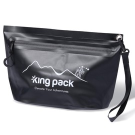 King Pack Dry Bag - Water Resistant Carrying Bag - Durable Storage Pouch - Wrist Strap and Front Zip Access - Secure and Stylish Storage for Home or Travel - Black - 10 ¼" x 8" x 4 ¾"