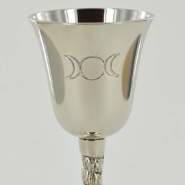 Silver Goblet with Magic Symbol Triple Moon for Neopaganism Wicca Gifts & Ritual Decor