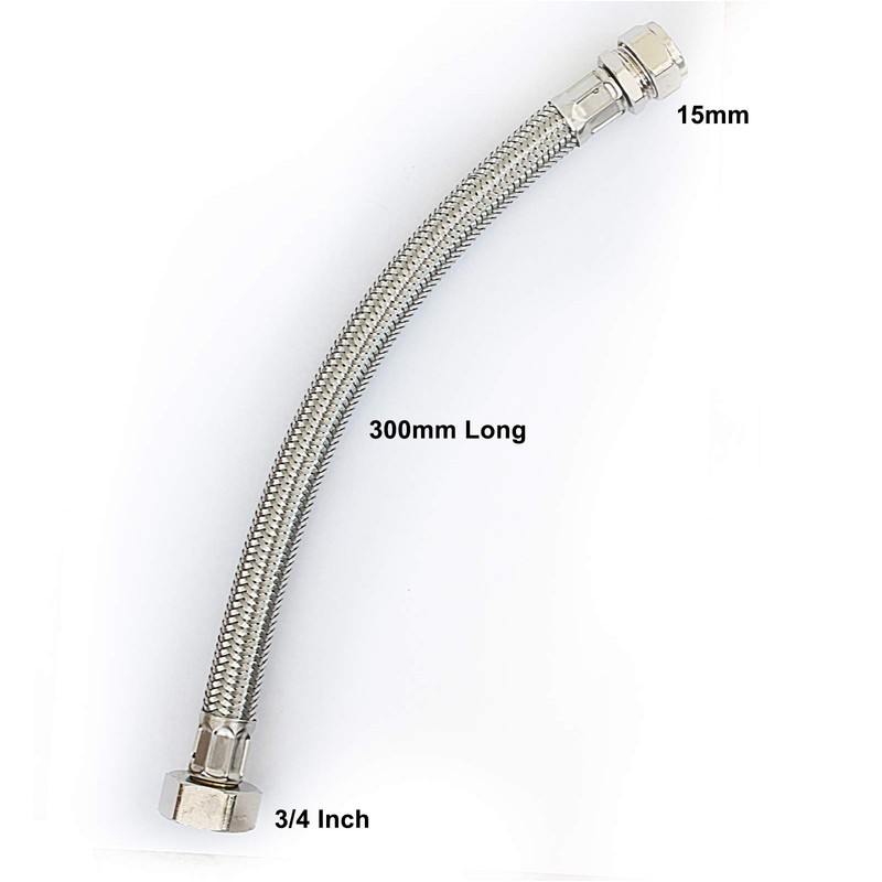 Infun 300mm Silver Flexible Hose for Bath Tap - 15mm