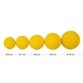 Set of 5 AFH foam balls Senso Deluxe without coating, yellow, diameter: 6 cm, 7 cm, 8 cm, 9 cm and 10 cm, soft balls, play balls