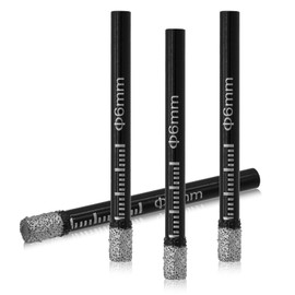 Semrien 4 Pcs Dry Diamond Drill Bits Set, 1/4"(6mm) Diamond Hole Saw Core Drill Bit, Round Shank Tile Drill Bits Ceramic Drill Bits for Porcelain, Granite, Glass, Marble, Stone, Not for Wood (6mm)