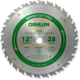 Oshlun SBW-120072N 12-Inch 72 Tooth Negative Hook Thin Kerf Finishing ATB Saw Blade with 1-Inch Arbor for Sliding Miter and Radial Arm Saws