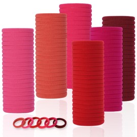 LuSeren 120 Pcs No Damage Hair Ties for Thick Hair, Large Soft Seamless Nylon Hair Elastics for Women, Ponytail Holders Accessories –Red