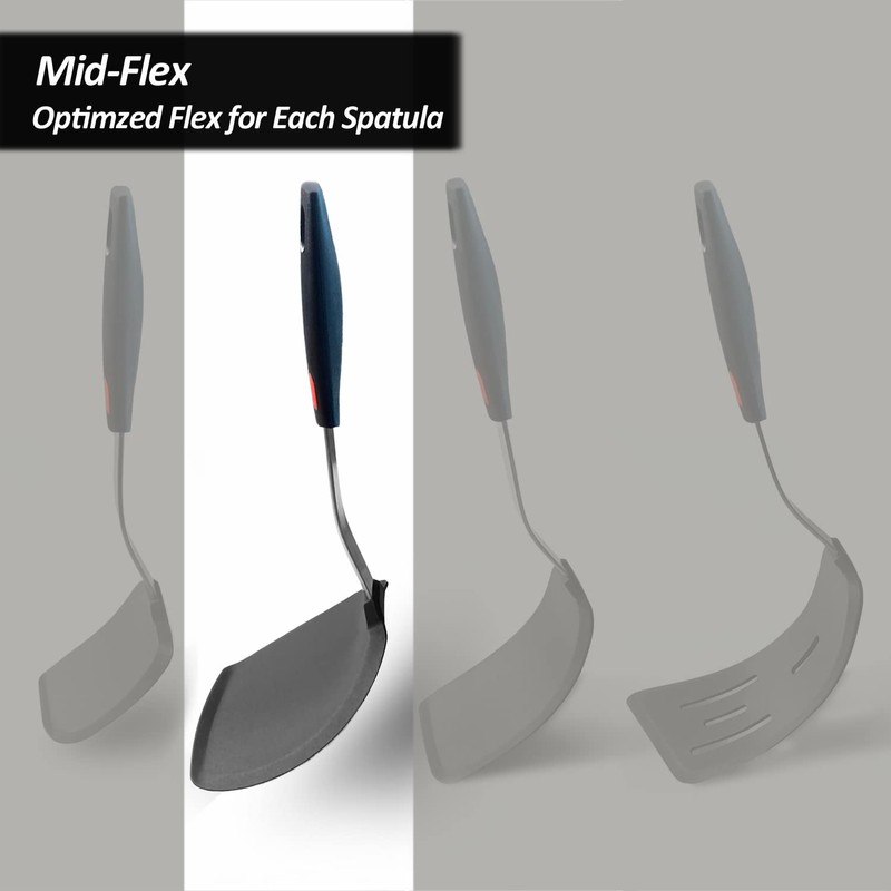 Silicone Pancake Spatula Turner with Lengthened Handle, Heat Resistant Cooking