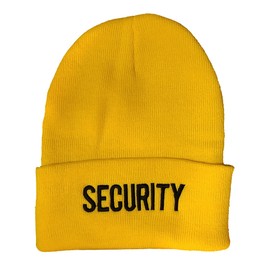 NYC FACTORY Men's Security Knit Cap Beanie USA Embroidered Winter Hat (Gold, Folded)