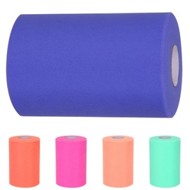 Glarks 1Roll 15CM x 91.44M Royal Blue Tulle Fabric Roll, Tulle Organza Fabric Spool for DIY Tutu Skirt Baby Shower Decor Wedding Backdrop Crafts Birthday Party Supplies
