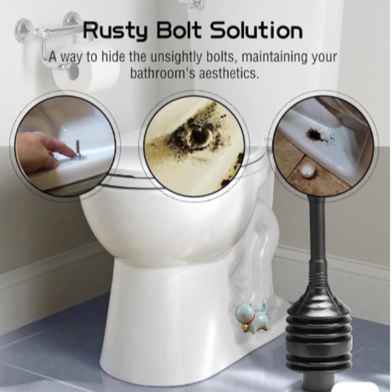 2 Pcs Cat Ceramic Covers, Cute Animal Ceramic Toilet Bolt